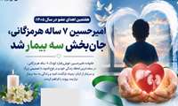 هفتمین اهدای عضو  در سال ۱۴٠۵؛ امیرحسین ۷ ساله هرمزگانی، جان‌بخش سه بیمار شد  